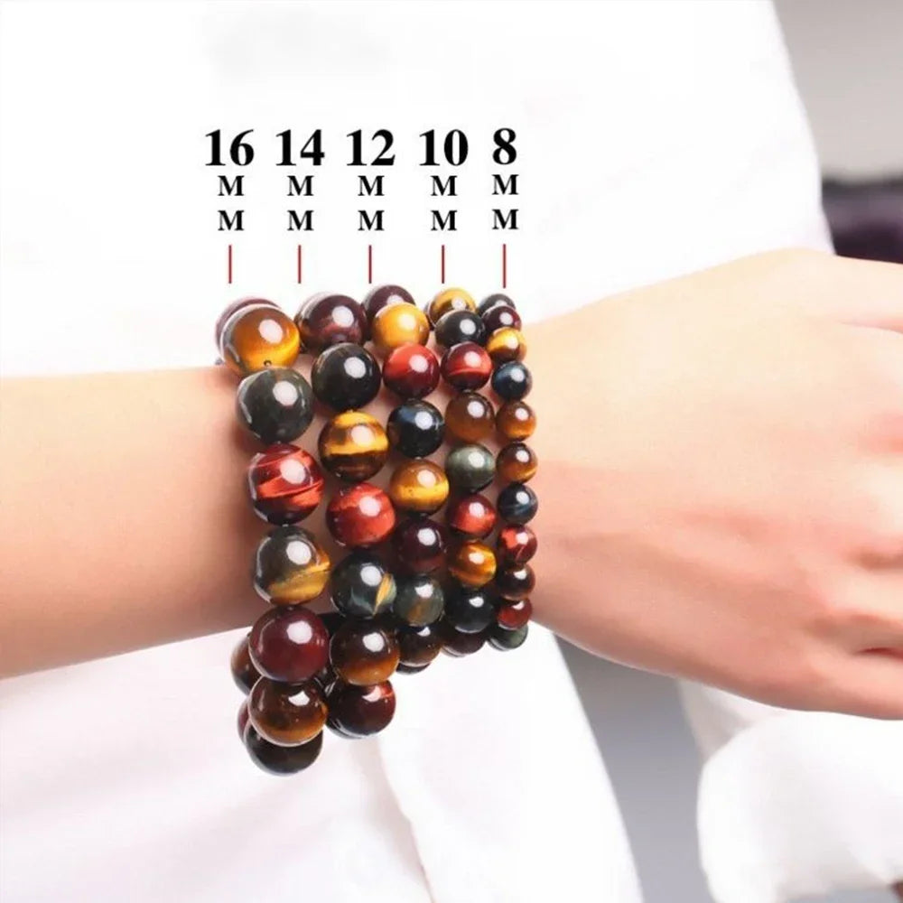 Fashion Tiger Eye Bracelet Men and Women Charm Natural Stone Jewelry Healing Buddha Elastic Rope Couple Crystal Bead Bracelet