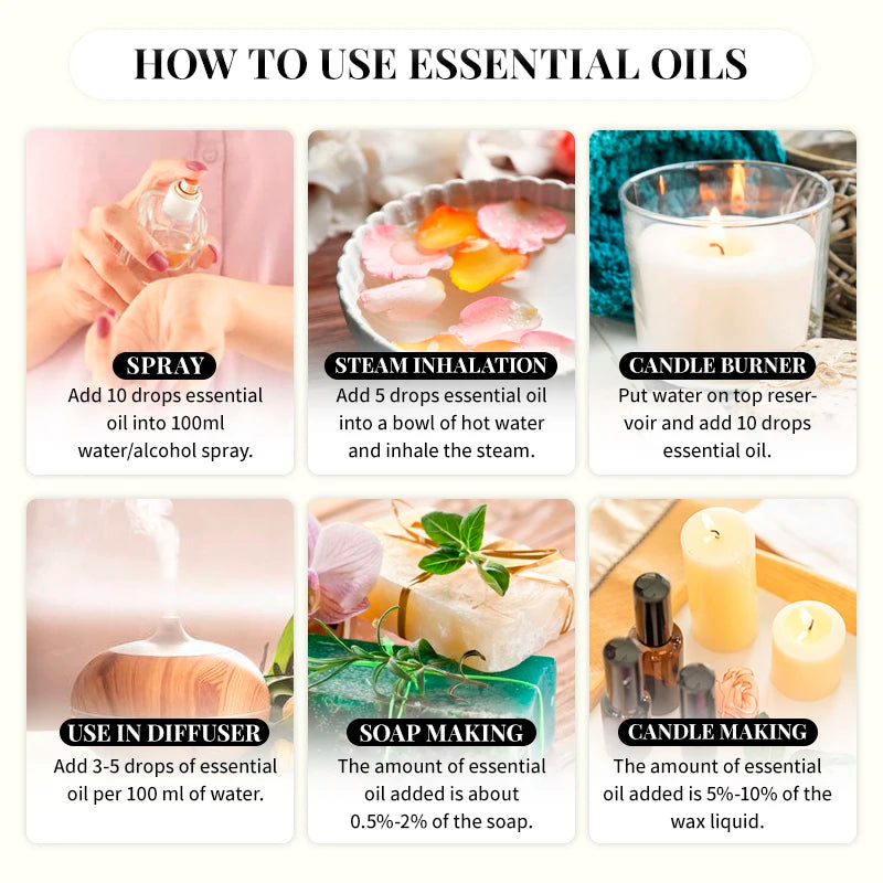 EVOKE OCCU 30ML Pure Nature Aroma Diffuser Essential Oils For Home Humidifier Massage Skin Hair Care Peppermint Jasmine Vanilla