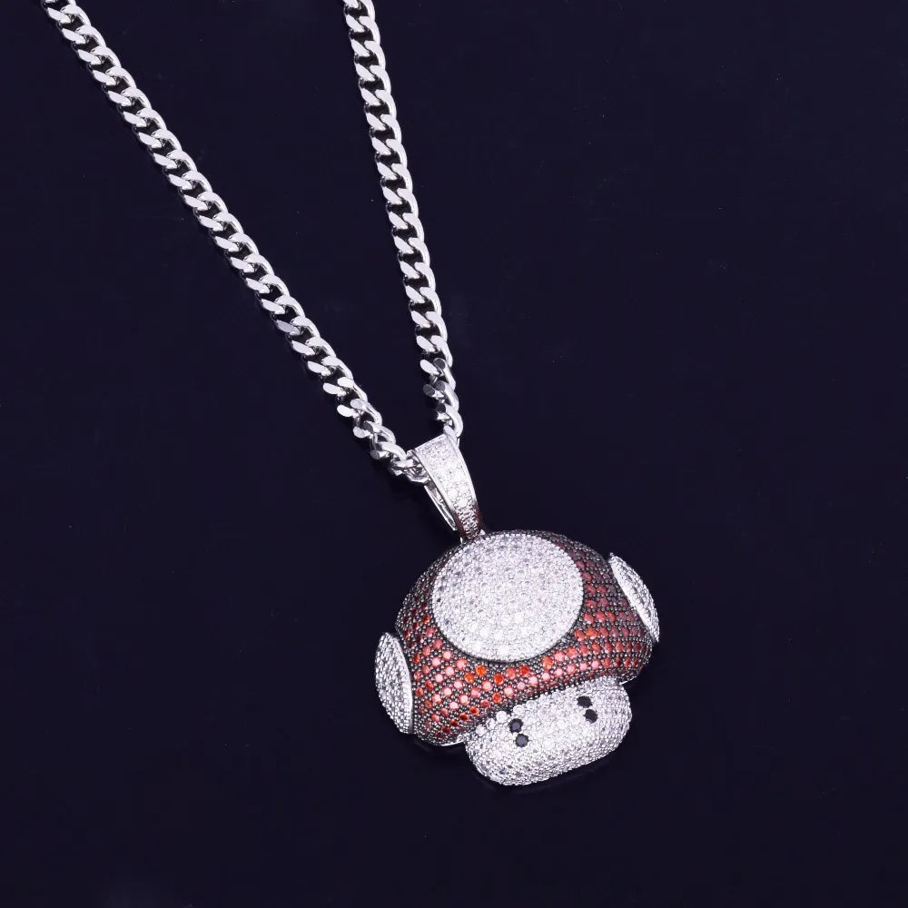 Mushroom Black Pendant Necklace