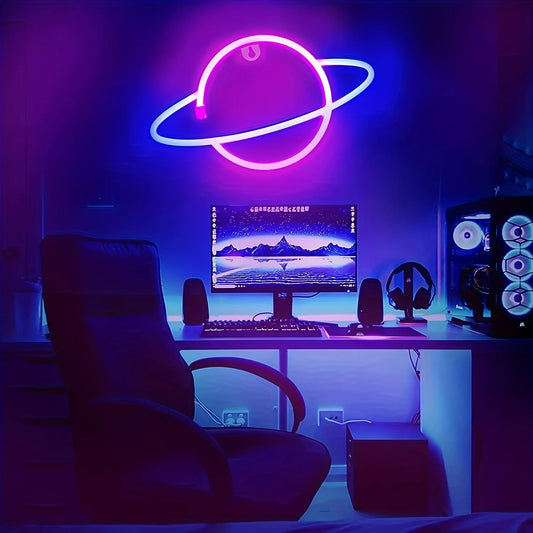 1 Piece, Planet-Shaped Neon Light, USB or Battery Powered, Suitable for Gaming Room, Bedroom, Party, Birthday Arrangement, Gift (Battery Not Included)