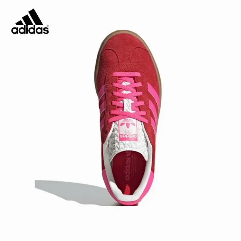 Adidas Originals GAZELLE BOLD Men Women Skateboarding Shoes Non-slip Wear Resistant Comfortable Low Top Board Shoes Red Powder