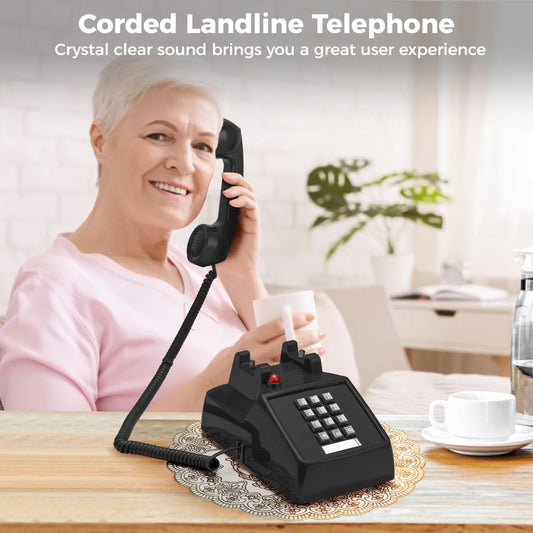 Corded Landline Telephone Crystal Clear Sound Vintage Landline Phone Adjustable Volume Ringtone Old Fashioned Desk Telephone