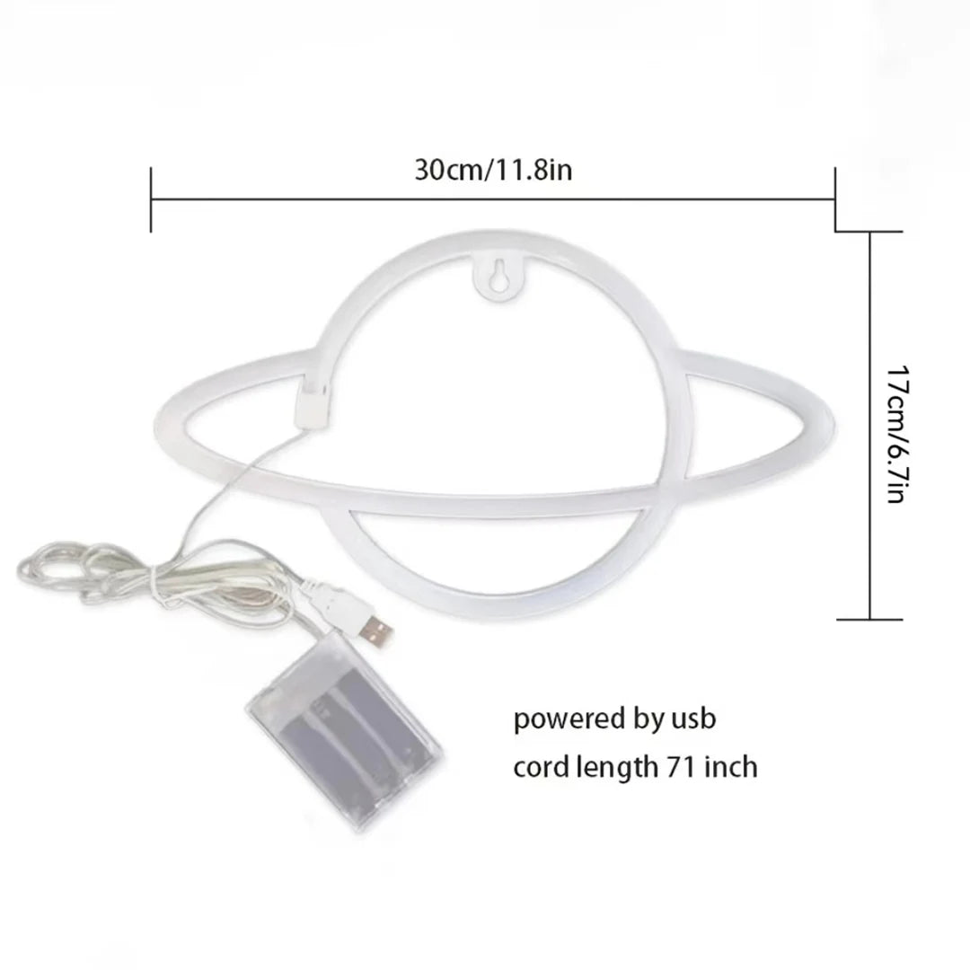 1 Piece, Planet-Shaped Neon Light, USB or Battery Powered, Suitable for Gaming Room, Bedroom, Party, Birthday Arrangement, Gift (Battery Not Included)