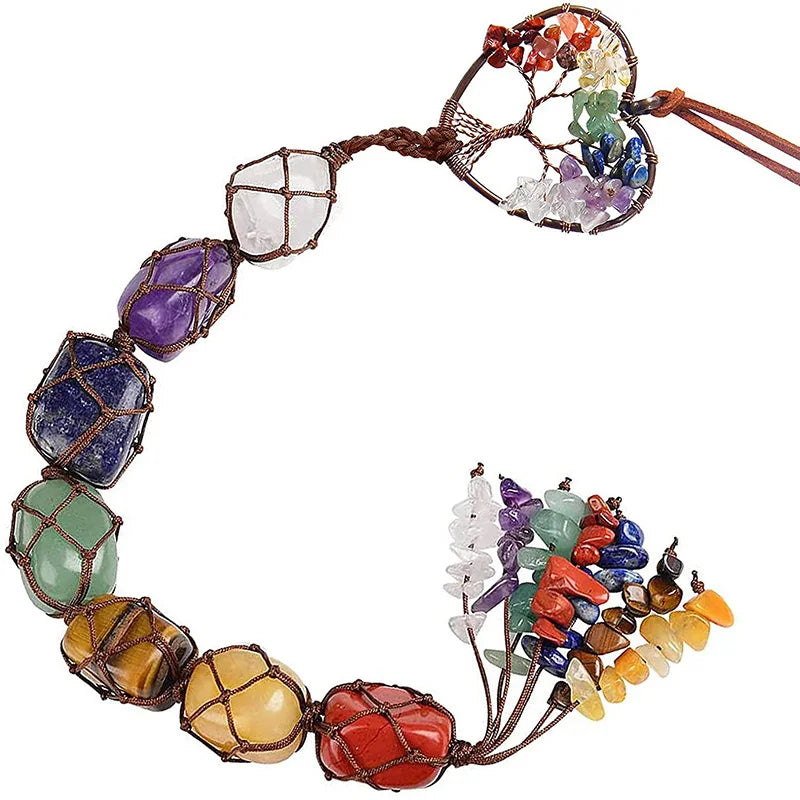 Crystal Chakra Tree Of Life Hanging Ornament Boho Room Decor Aesthetic Home Decoration Accessories Feng Shui Lucky Stone Gifts