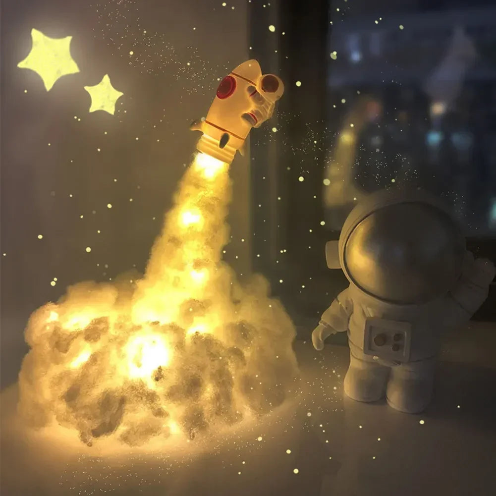 Night Light DIY Rocket Lamp LED Astronaut Night With USB Rechargeable Kids Home Decoration Night Light Creative Kids Gift