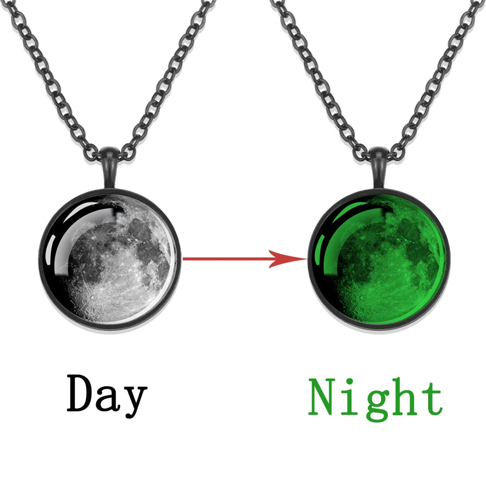 Solar System Planet Luminous Necklace Galaxy Nebula Chains Necklaces Glow In The Dark Moon Earth Sun Glass Pendant Jewelry Gift