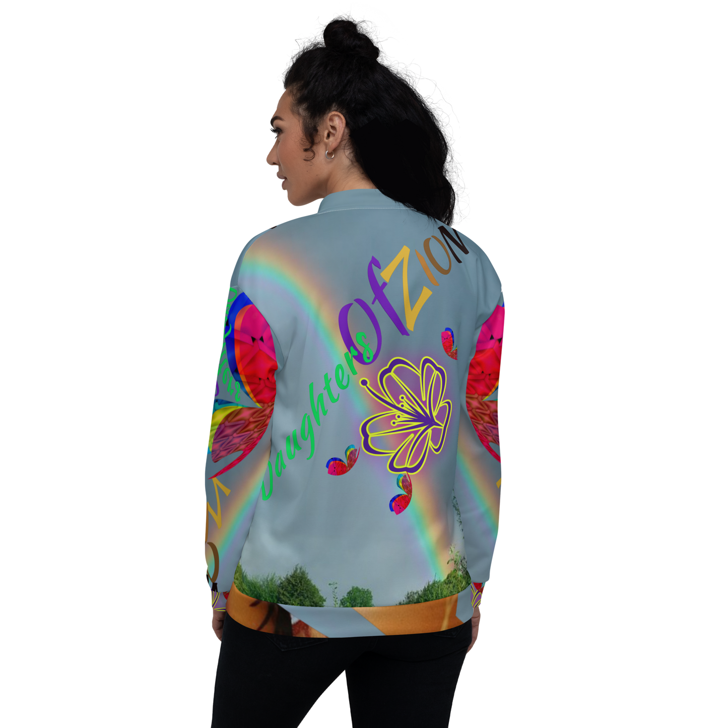 Daughters Of Zion Peaceful Rainbow Bomber Jacket