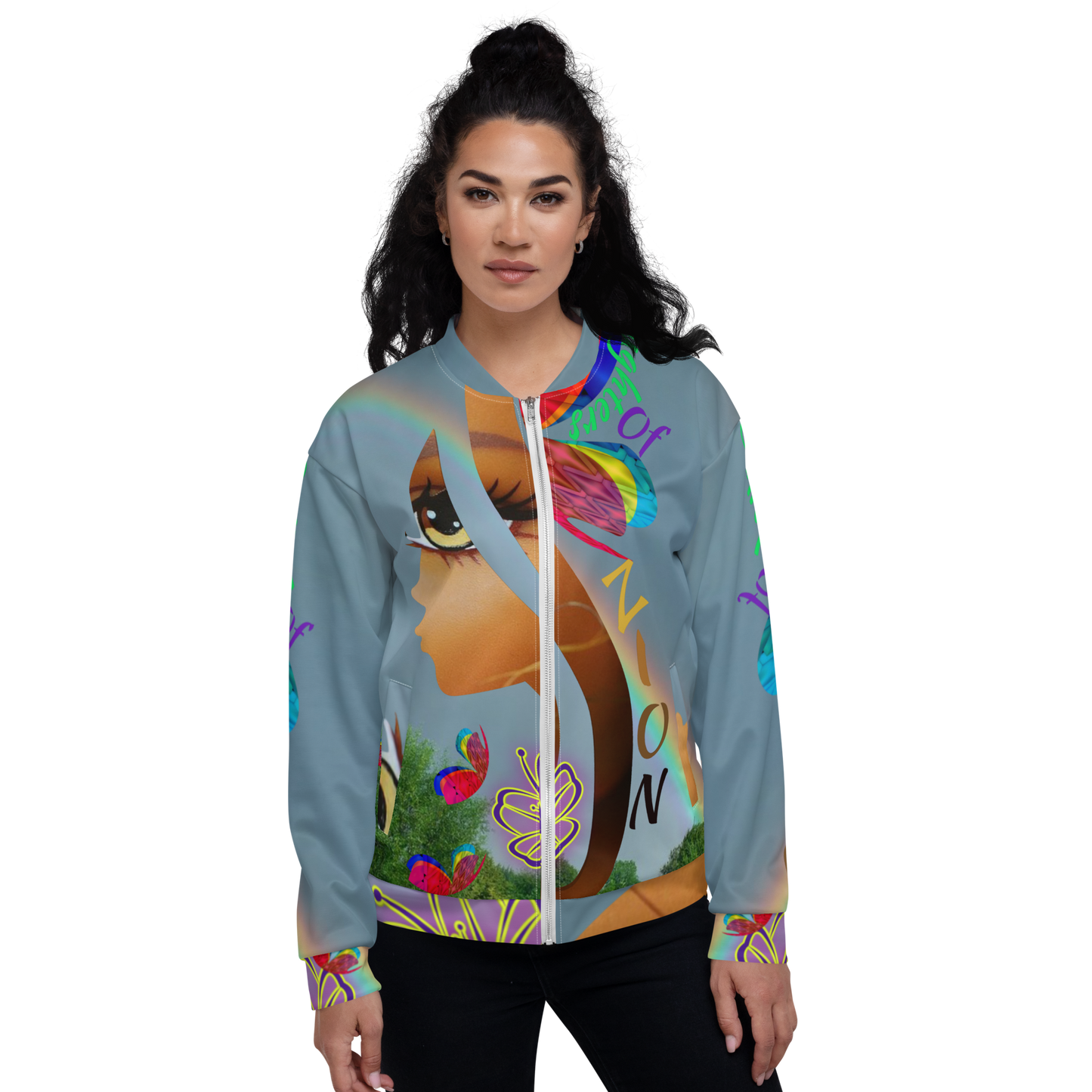 Daughters Of Zion Peaceful Rainbow Bomber Jacket