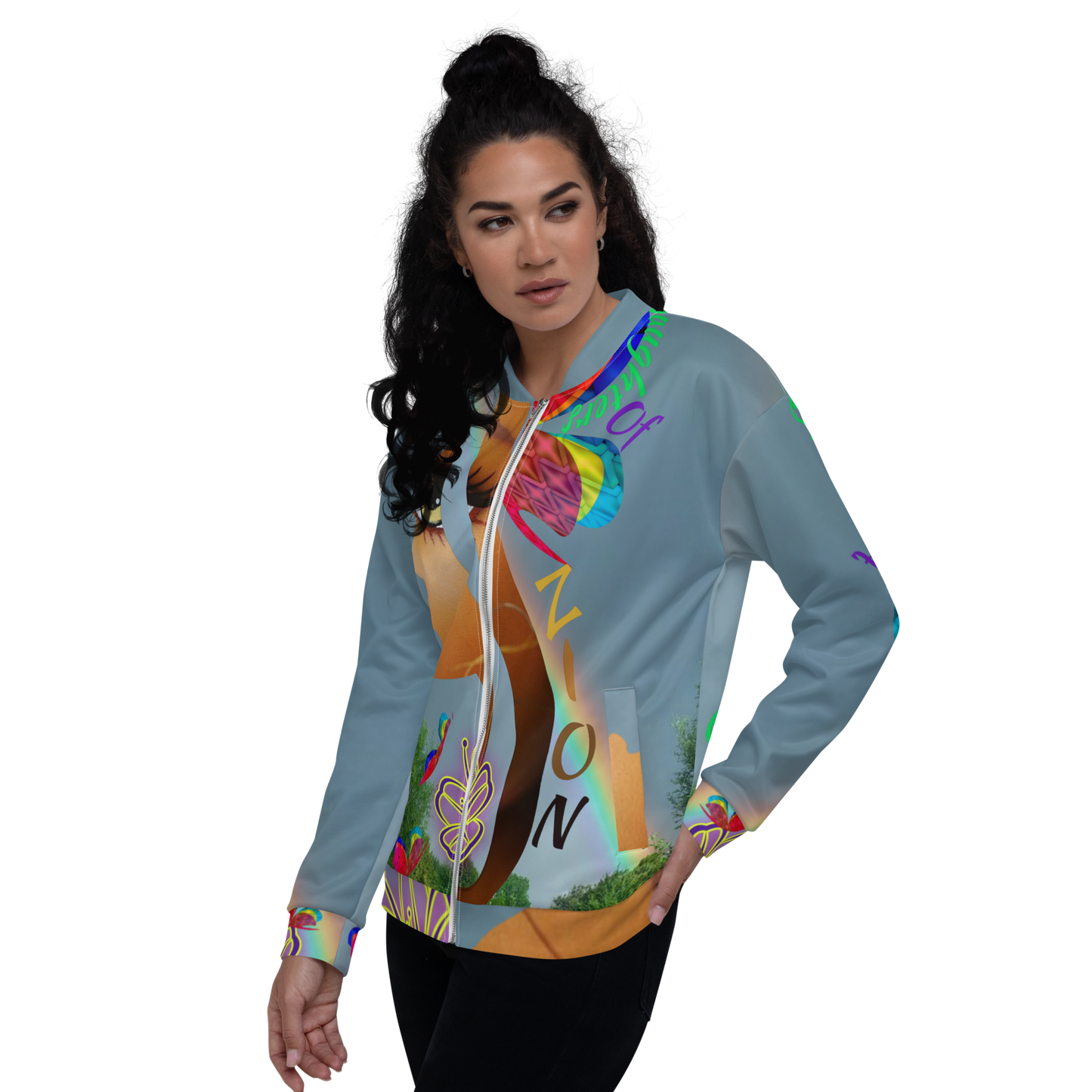 Daughters Of Zion Peaceful Rainbow Bomber Jacket