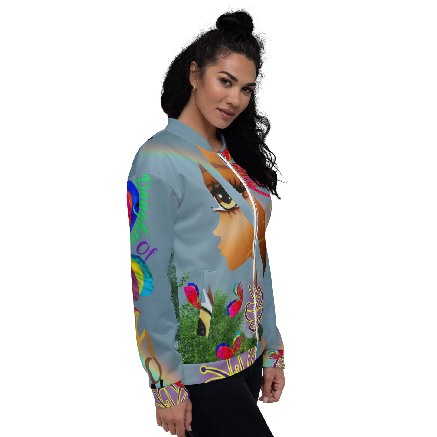 Daughters Of Zion Peaceful Rainbow Bomber Jacket