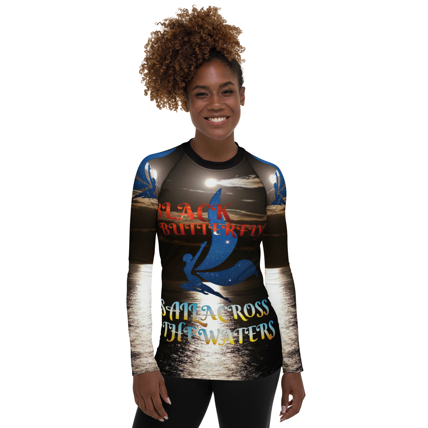 Women's Black Butterfly Hazel Rash Guard