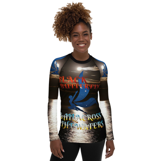 Women's Black Butterfly Hazel Rash Guard