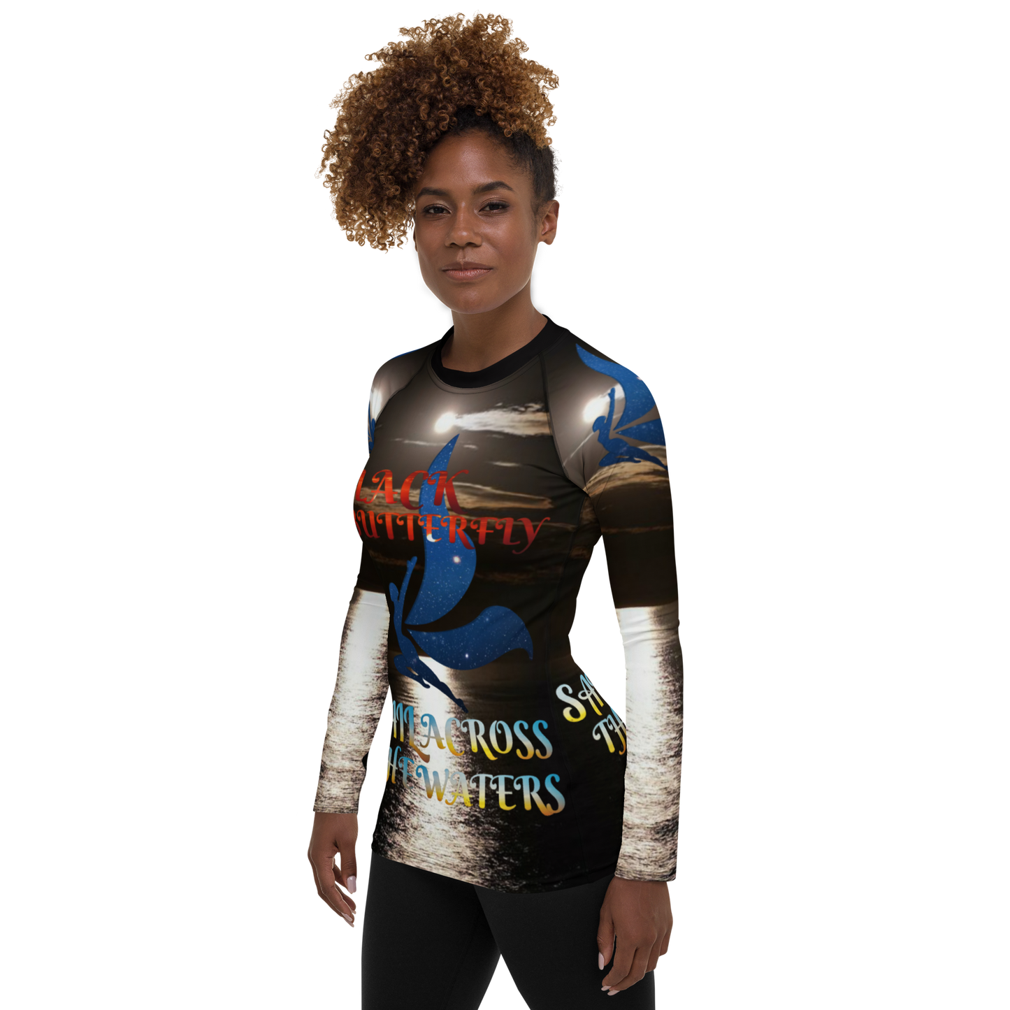 Women's Black Butterfly Hazel Rash Guard